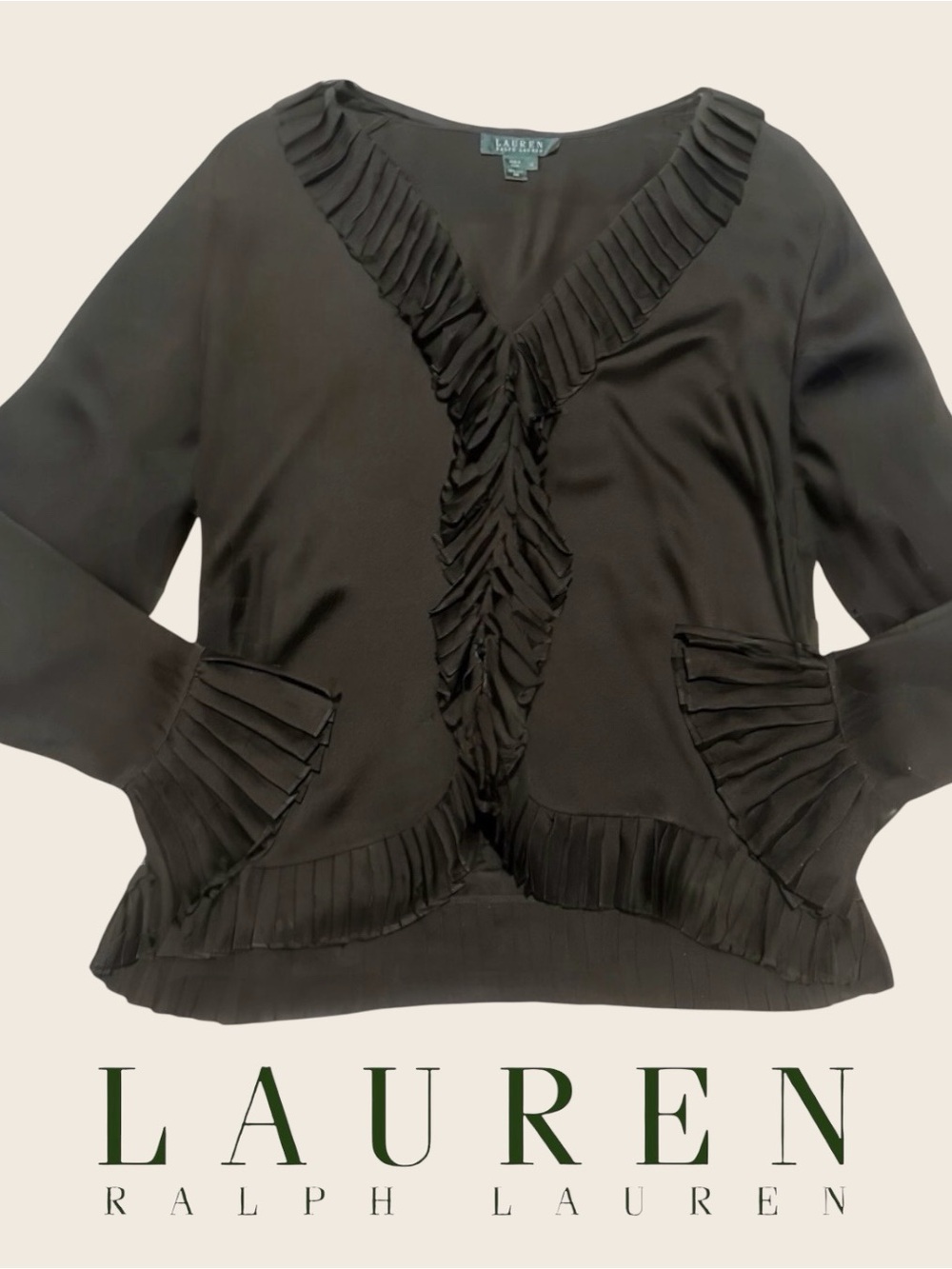 Lauren Ralph Lauren • Vintage 100% Silk Ruffled Top || Size 14
